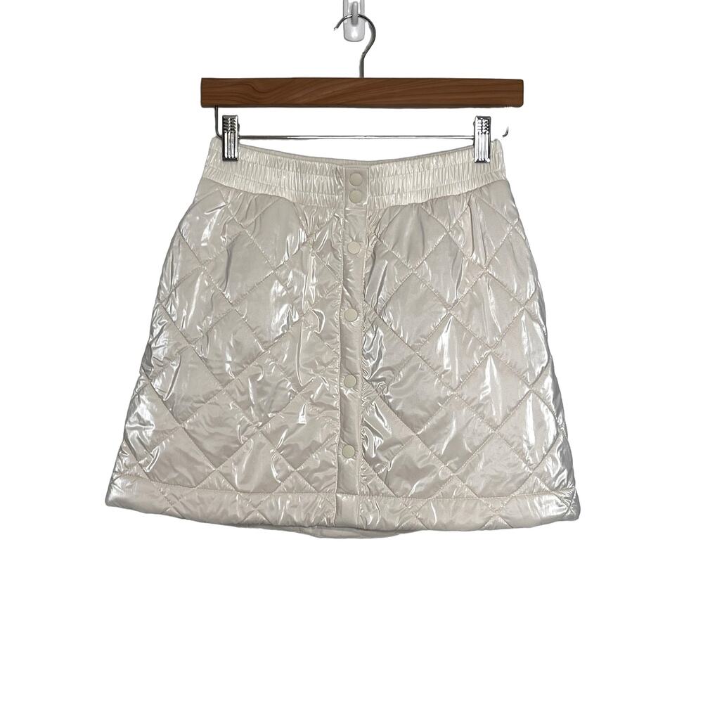 Athleta Toasty Buns Metallic Skirt Teens XL 14 Cream Athletic Pockets Lined